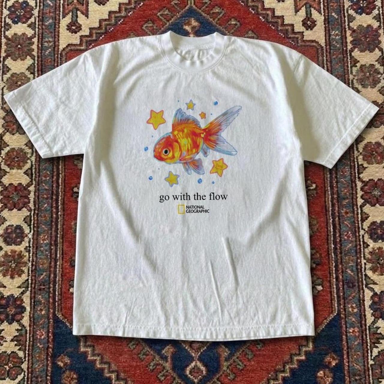Gildan White T Shirt National Geographic Goldfish Graphic Tee